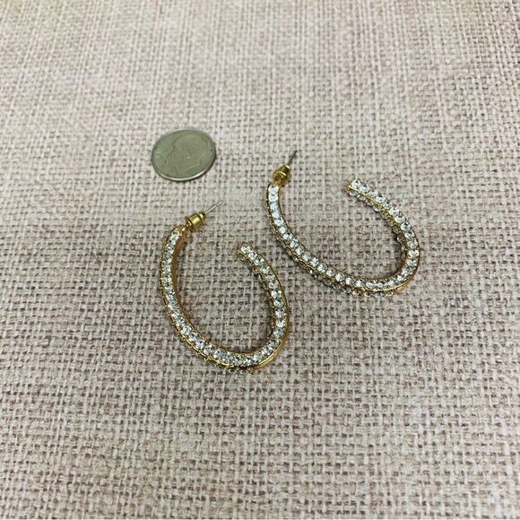 Gold Inside Out Crystal Hoop Earrings - Picture 1 of 2